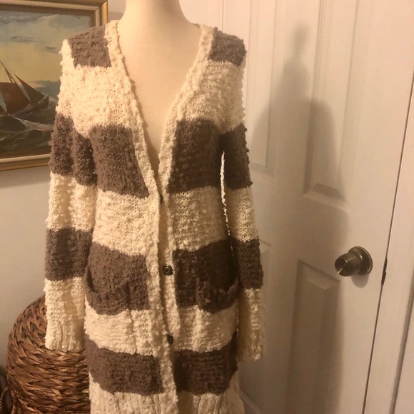 Free People ❄️ Rugby Striped Long Cardigan - Picture 4 of 8